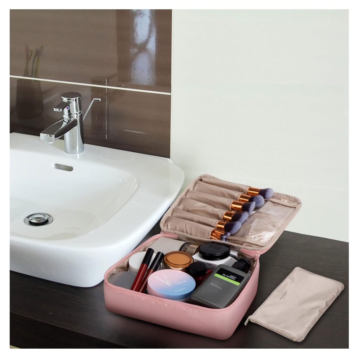 Cosmetiquera Viaje Bolso Maquillaje 2 en 1